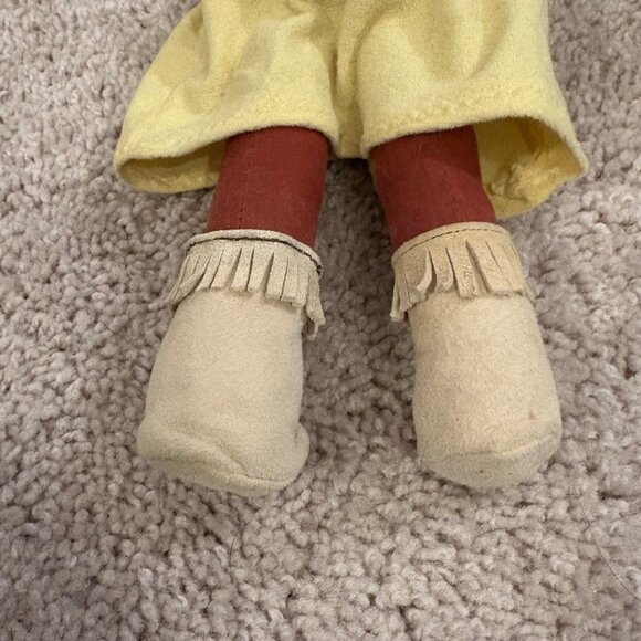 Handmade Native-Inspired Cloth Doll With Yellow Dress‎ Fringe Details - Picture 8 of 11